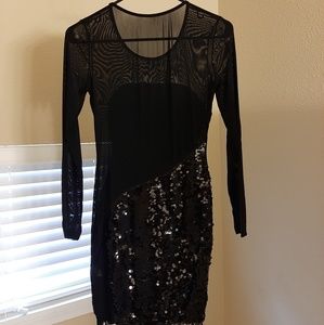 Sequin and Transparent Mini Dress